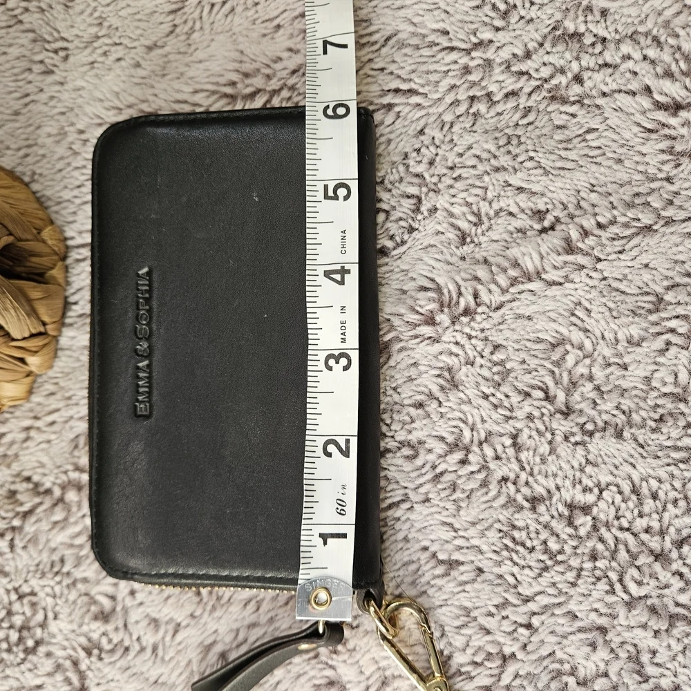 Emma & Sophia Black Zip-Around Wristlet Wallet | Gold Hardware